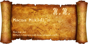 Macsa Miklós névjegykártya